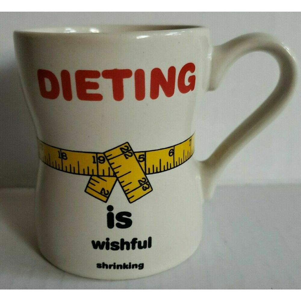 Vintage 1984 Enesco Coffee Mug‎ Cup "DIETING is Wishful Shrinking"